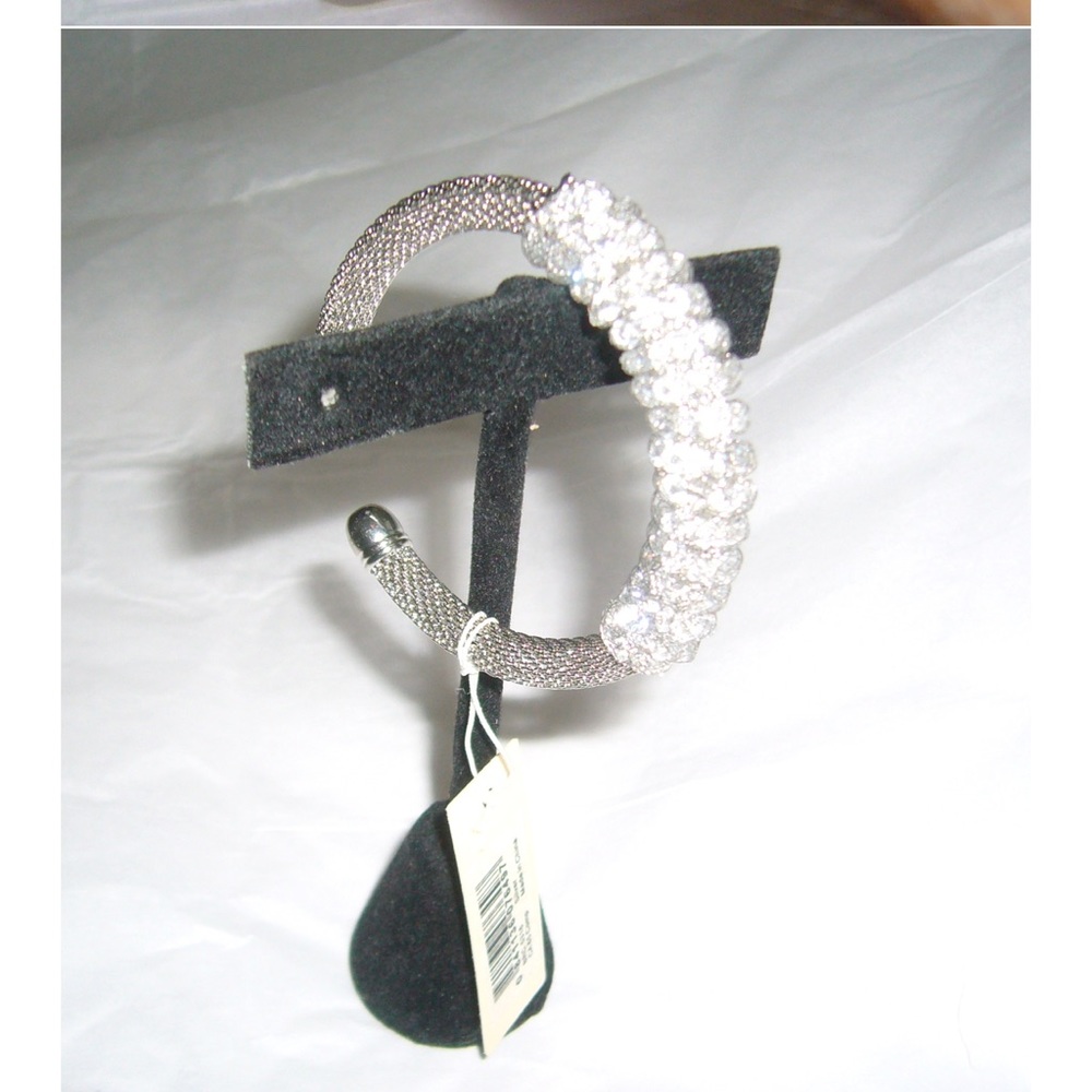 Amrita Sing 5316 embellished, Silvertone mesh and crystal cuff bracelet